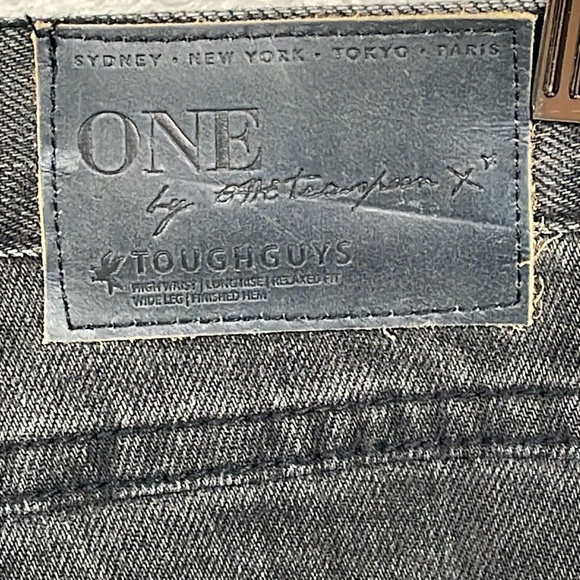 NWT One Teaspoon Tough Guys Jeans Basalt Black Distressed Wide Leg Sz 26 - Picture 5 of 10